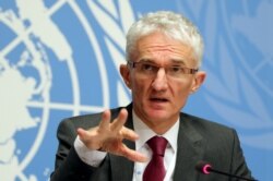 U.N. Under-Secretary-General for Humanitarian Affairs and Emergency Relief Coordinator (OCHA) Mark Lowcock attends a news conference at the United Nations in Geneva, Switzerland, Dec. 4, 2018.