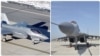 Letelica F-35A američkog vazduhoplovstva (L) (Reuters) i ruski MiG 29 (D) na vojnom aerodromu u Batajnici - Srbija (Vesna Anđić, RFE/RL)