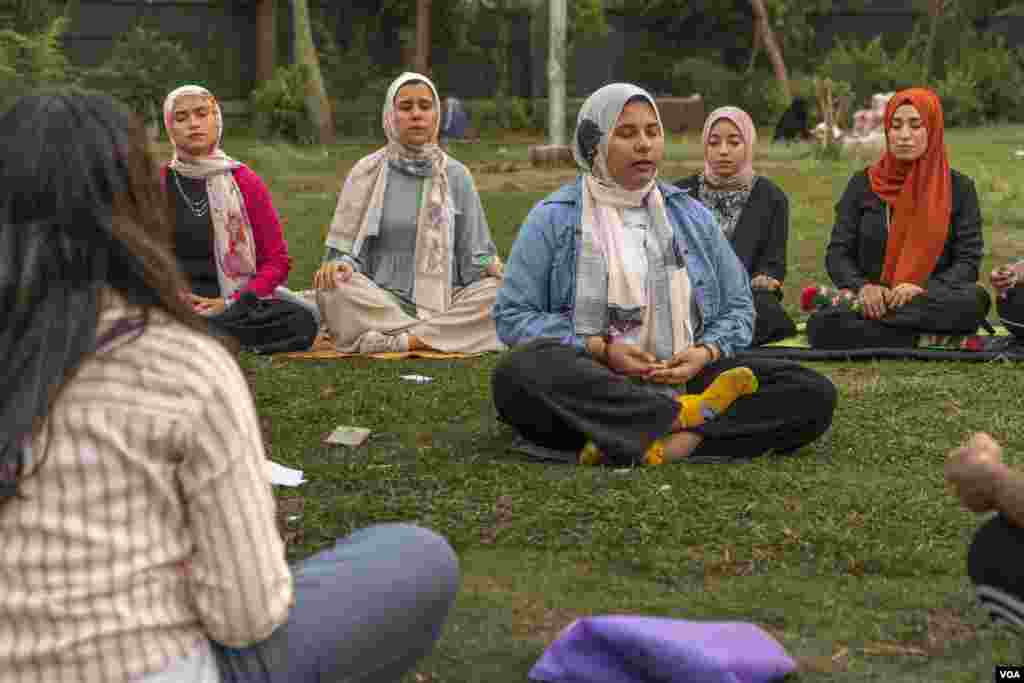"My family always advises me against working late or in secluded places," psychologist and certified meditation coach Doaa says, in Cairo, June 5, 2022. According to rights groups like the U.N. and Amnesty International, Egypt's women and girls face an epidemic of sexual violence — a barrier to workforce participation.