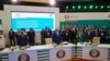 Ghana's President Nana Akufo Addo, ECOWAS Commission President Jean-Claude Kassi Brou and Ivory Coast's President Alassane Ouattara attend the ECOWAS summit to discuss transitional roadmap for Mali, Burkina Faso and Guinea, in Accra, Ghana, July 3, 2022.