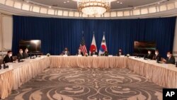 토니 블링컨 미국 국무장관과 정의용 한국 외교장관, 모테기 토시미쓰 일본 외무상이 22일 제76차 유엔총회가 열리는 미국 뉴욕에서 회담했다.