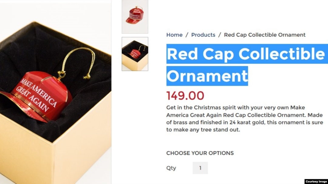A screenshot of Trump's Red Cap Collectible Ornament, Thursday, Nov. 24, 2016. (Courtesy photo)