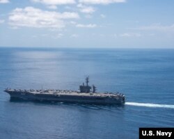 Aircraft carrier USS Carl Vinson (CVN 70) transits the Indian Ocean, April 15, 2017.