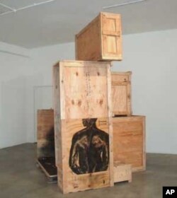 Part of Nitegeka’s ‘Human Cargo’ installation