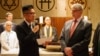The Interfaith Climate Statement is handed over to Mogens Lykketoft, president of the U.N. General Assembly.(Credit: Alex Price, GreenFaith)