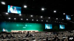 Leonore Gewessler, Austria's climate action minister, speaks during a plenary session at the COP28 U.N. Climate Summit, Saturday, Dec. 9, 2023, in Dubai, United Arab Emirates. (AP Photo/Kamran Jebreili)
