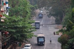 Myanmar's security forces deploy on Hledan road in Kamayut township of Yangon in Myanmar, March 29, 2021.