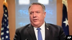 Secretary of State Mike Pompeo speaks during a news conference at the State Department in Washington, Wednesday, Aug. 5, 2020. (AP Photo/Pablo Martinez Monsivais, Pool)