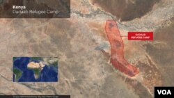 Map of Dadaab refugee camp in Kenya.