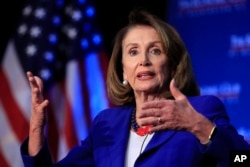 House Speaker Nancy Pelosi of Calif., speaks at an Economic Club of Washington luncheon gathering in Washington, March 8, 2019.