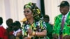 FILE - Grace Mugabe, then Zimbabwe's first lady, dances at a rally in Gweru, Zimbabwe, Sept, 1, 2017. 