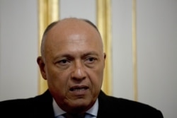 Egypt's Foreign Minister Sameh Shoukry speaks during a press conference on Sept. 17, 2019, in Cairo.