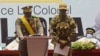 FILE - Col. Assimi Goita, interim president, speaks during his inauguration in Bamako, Mali, June 7, 2021. 
