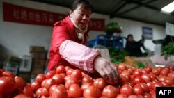 资料照：北京一个市场上出售的西红柿