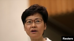 Pemimpin Hong Kong Carrie Lam di Hong Kong, 26 November 2019.