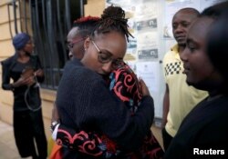 LGBT activists react after a ruling by Kenya's high court to uphold a law banning gay sex, outside the Milimani high Court in Nairobi, Kenya, May 24, 2019.