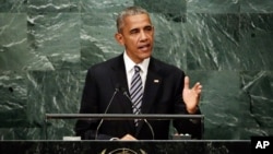 Presiden Barack Obama menyampaikan pidato terakhirnya kepada Majelis Umum PBB sebagai Presiden AS, di New York, Selasa (20/9). 