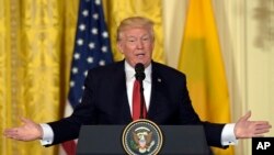 Presiden Amerika Serikat Donald Trump di Gedung Putih, Washington DC, 18 Mei 2017 (Foto: dok). 