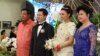 Prime Minister Hun Sen and his wife in picture with Sok Sokan, the son of the late Council of Ministers President Sok An, and Sam Ang Leakhena whose parents own Vattanac Capital on their wedding day in June. (Web Screenshot)