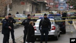 科索沃警察封鎖了塞族政治人物奧利弗伊萬諾維奇被槍殺的現場 (2018年1月16日)