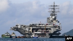 美國海軍羅納德·里根號航空母艦抵達越南峴港。 (2023年於6月25日）