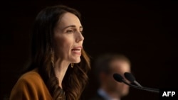 New Zealand's Prime Minister Jacinda Ardern speaks during a press conference about the COVID-19 coronavirus at Parliament in Wellington on June 8, 2020. 