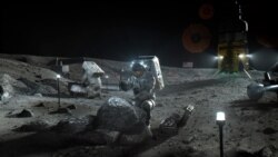 미 항공우주국(NASA)의 ‘아르테미스’ 프로젝트로 달 탐사를 하고 있는 우주비행사. 일러스트.