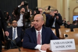 U.S. Ambassador to the European Union Gordon Sondland attends a House Intelligence Committee hearing as part of the impeachment inquiry into U.S. President Donald Trump on Capitol Hill in Washington, U.S., November 20, 2019. REUTERS/Loren Elliott