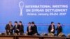 Kazakhstan officials prepare working space for delegations at a hotel in Astana, Kazakhstan, Jan. 23, 2017.