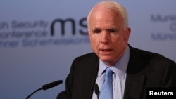 U.S. Senator John McCain speaks at the opening of the 53rd Munich Security Conference in Munich, Germany, Feb. 17, 2017. 