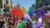 People gather in Hollywood for an 'All Black Lives Matter' march, organized by Black members of the LGBTQ+ community in the Hollywood section of Los Angeles on June 14, 2020. 
