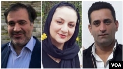 از راست: یاسر منگوری، مژگان کاوسی، و مهدی محمودیان 