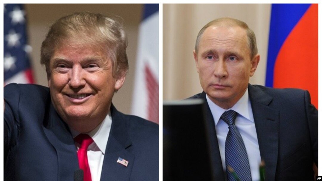 အမေရိကန်သမ္မတ Donald Trump နဲ့ ရုရှားသမ္မတ Vladimir Putin။