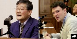 북한에 억류 중 한국계 미국인 김동철(왼쪽) 목사와 대학생 오토 웜비어.