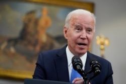 FILE - President Joe Biden speaks in the Roosevelt Room of the White House in Washington, May 13, 2021.