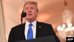 US President Donald Trump announces his Supreme Court nominee in the East Room of the White House, on July 9, 2018, in Washington, D.C. 