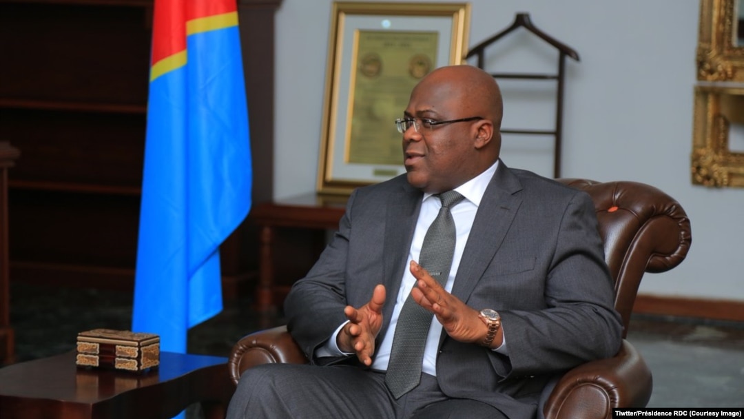 Président Félix Thsisekedi na bokutani na Cité ya Union africaine, Kinshasa, 19 février 2019. (Tiwtter/Présidence RDC)