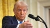 US President Donald Trump speaks during a press conference with unseen Israel's Prime Minister Benjamin Netanyahu in the East Room of the White House in Washington, DC, on February 4, 2025. (Photo by ANDREW CABALLERO-REYNOLDS / AFP)