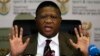South Africa's sports minister Fikile Mbalula gestures as he speaks during a news conference in Johannesburg, South Africa, June 3, 2015.