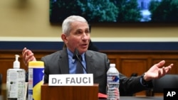 Pakar gugus tugas virus corona AS, Dr. Anthony Fauci memberi kesaksia di hadapan Komite Energi dan Perdagangan mengenai strategi pemerintahan Trump mengatasi Covid-19, di Capitol Hill, Washington, 23 Juni 2020.