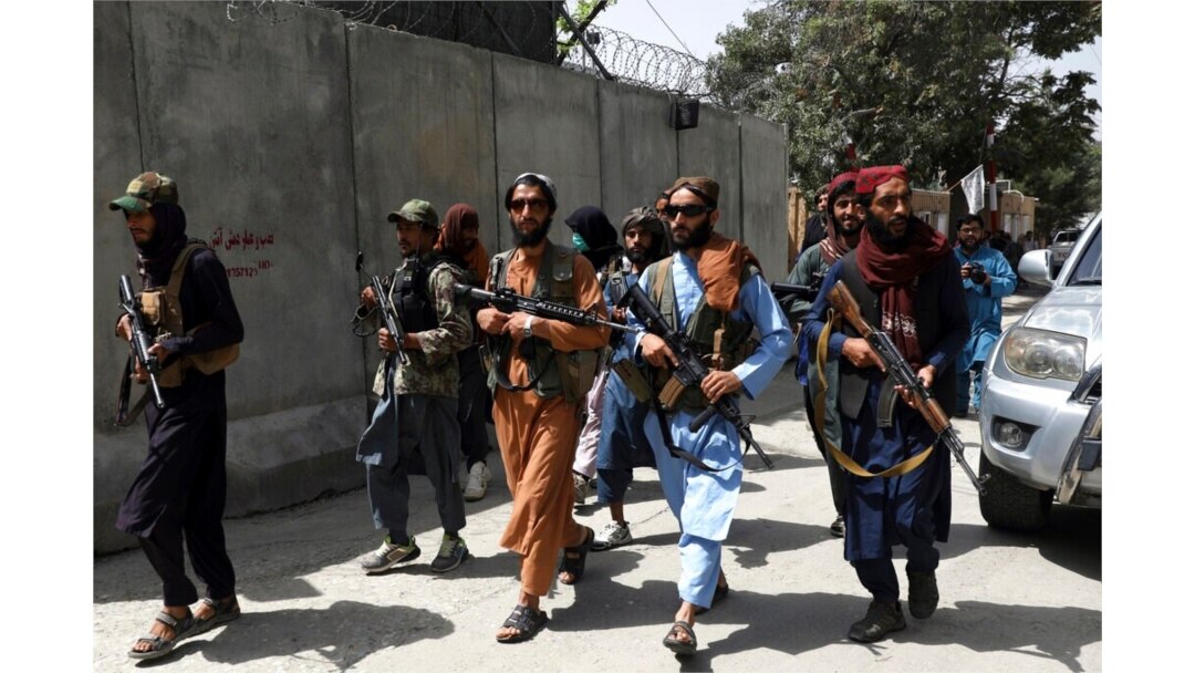 Taliban fighters patrol in the Wazir Akbar Khan neighborhood in Afghanistan's capital of Kabul, Aug. 18, 2021.