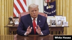 美國總統特朗普2021年1月13日晚向全國發表講話（白宮照片）