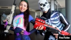 "Fortnite" characters Brite Bomber and Skull Trooper are popular Halloween costumes this year.