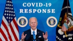 Presiden Joe Biden berpidato di Gedung Kantor Eksekutif Eisenhower, Kompleks Gedung Putih, Washington, D.C. (Foto AP / Andrew Harnik)