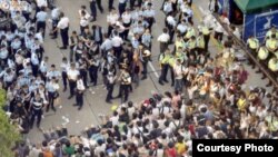 香港警方清场七 一学界预演占中（博讯图片）