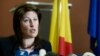 Belgian Minister of Mobility Jacqueline Galant speaks during a press conference, in Brussels on April 15, 2016.