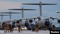 German troops return to Wunstorf Air Base following evacuation missions in Kabul, Wunstorf, Germany Aug. 27, 2021. 