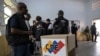 Members of the international delegation of electoral observers visit one of the main voting centers to verify the installation of polling stations to be used in Sunday's presidential election, in Caracas, Venezuela, on July 26, 2024.