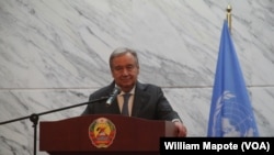 António Guterres em declarações a jornalistas em Maputo