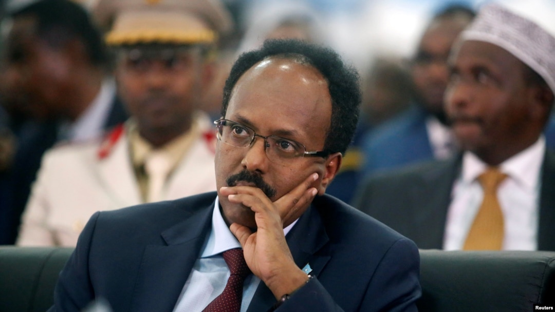 President Mohamed Abdullahi Farmaajo attends his inauguration ceremony in Somalia's capital Mogadishu, Feb. 22, 2017. 